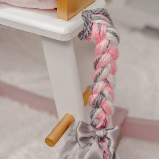 Cavalo Branco/Rosa/Dourado com Crina e rabo entrançado