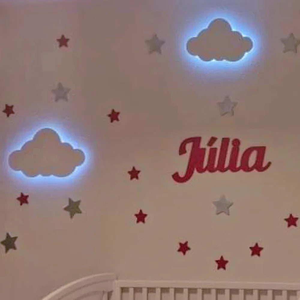 Conjunto Nuvens LED + Nome e estrelas