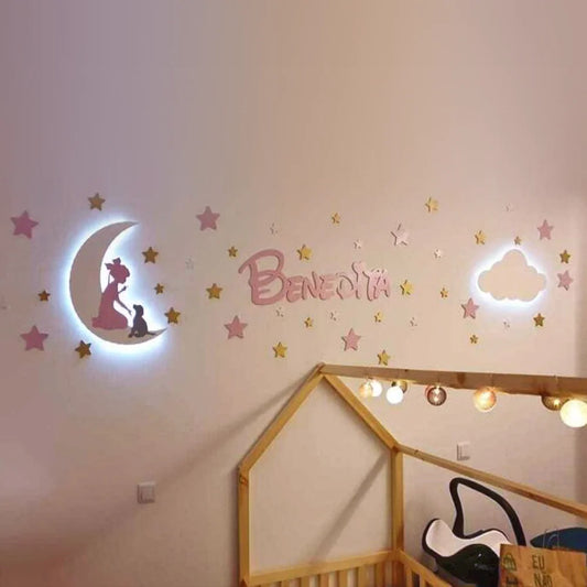 Lua menino/menina + cão/gato LED