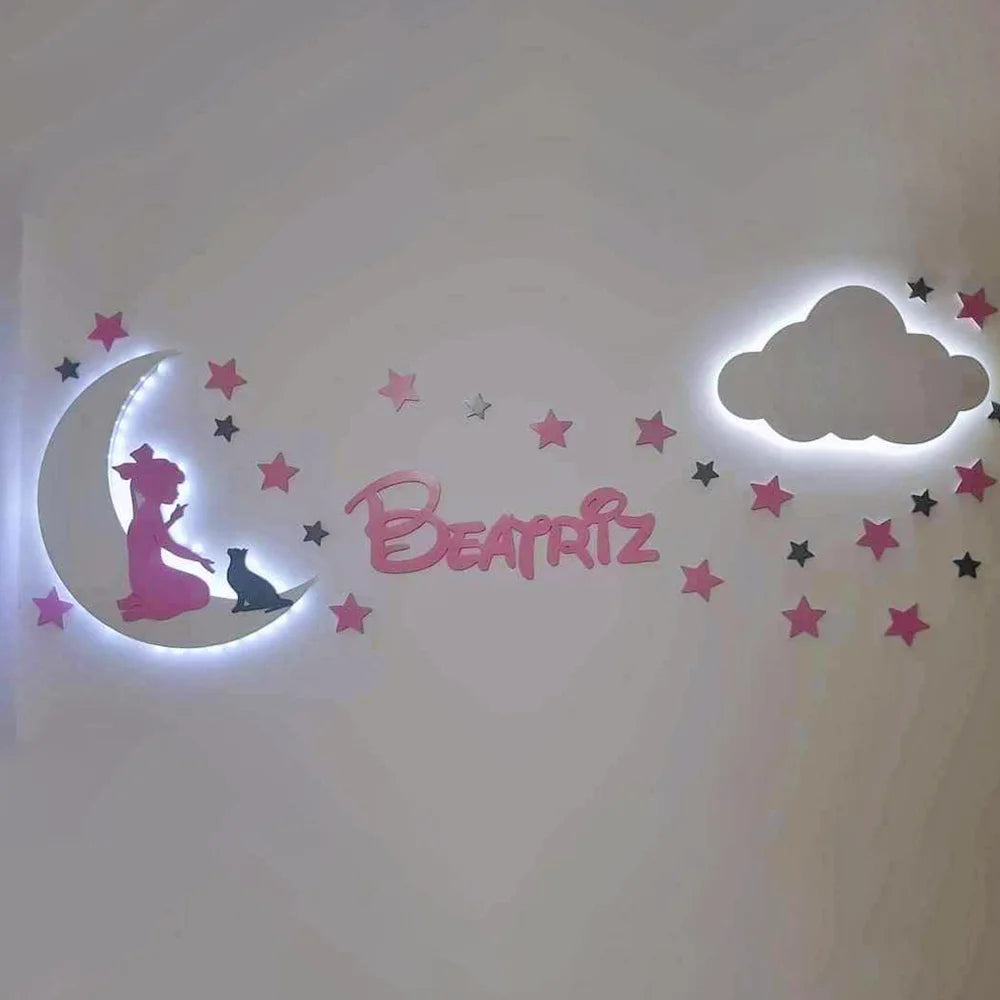 Lua menino/menina + cão/gato LED
