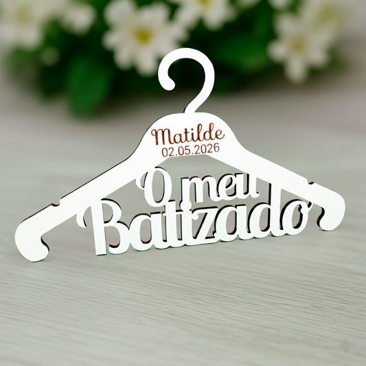 Cabides de Batismo / Primeira Comunhão / Profissão de Fé / Cabide Nome com gravação modelo 2