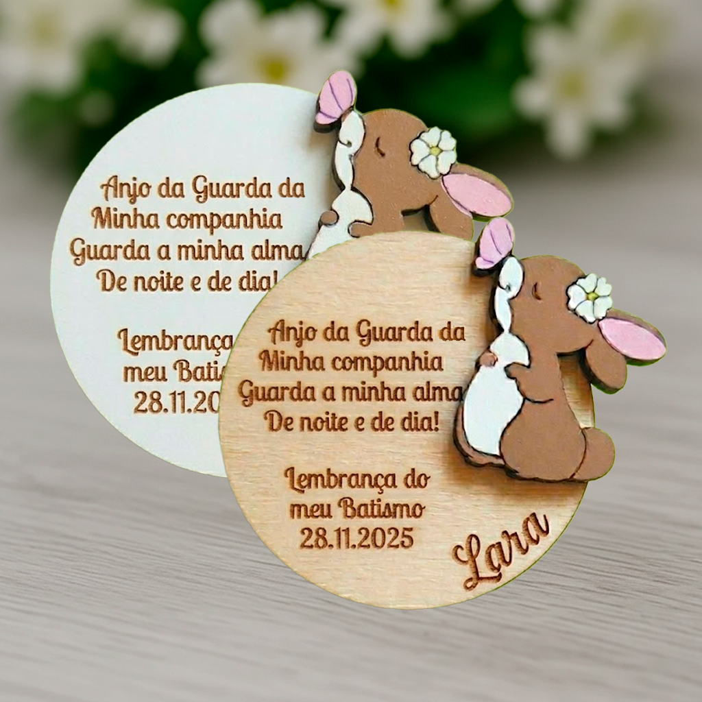 Lembrança de Batismo / Primeira Comunhão / Profissão de Fé / Crisma - Coelhinho