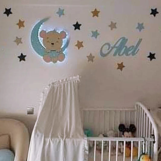 Conjunto Ursinho na Lua LED
