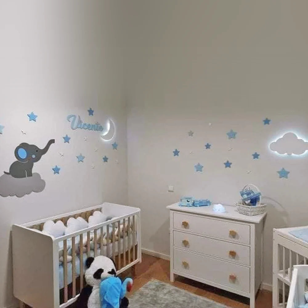 Conjunto luz ambiente Elefante na nuvem modelo 1