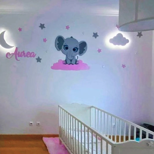 Conjunto luz ambiente Elefante na nuvem modelo 2