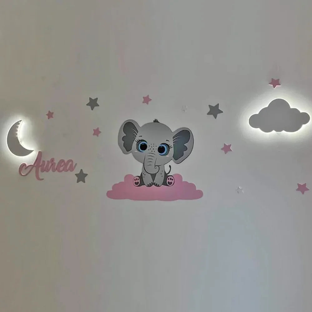 Conjunto luz ambiente Elefante na nuvem modelo 2