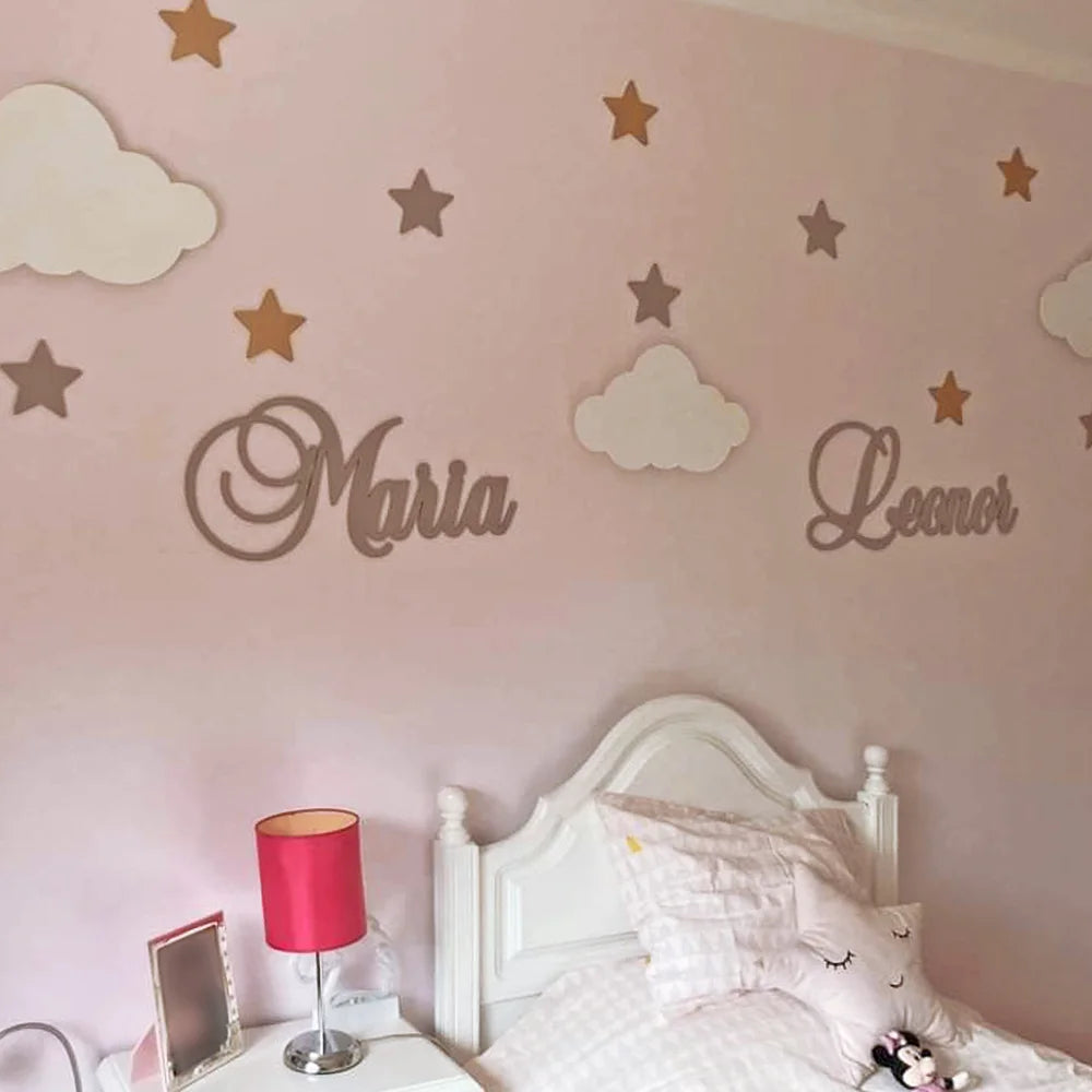 Conjunto Nuvens LED + Nome e estrelas