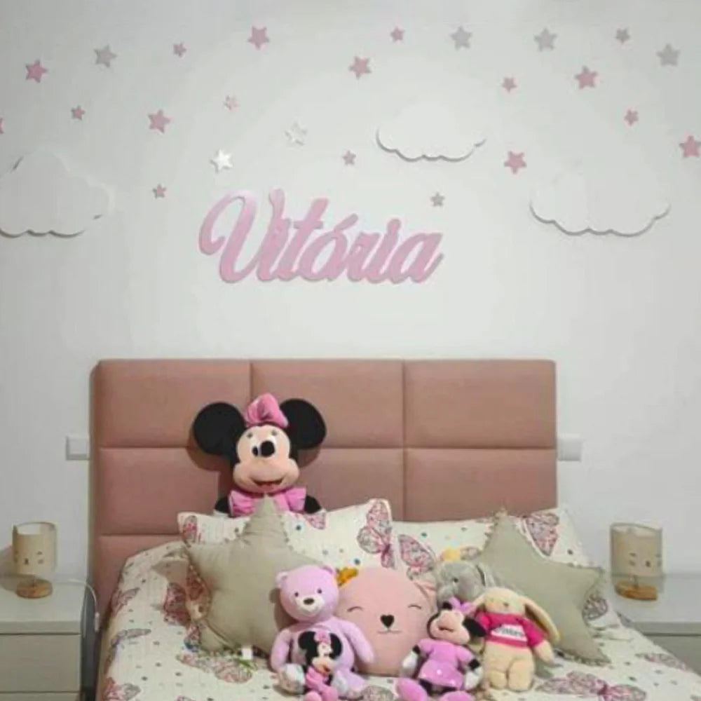 Conjunto Nuvens LED + Nome e estrelas