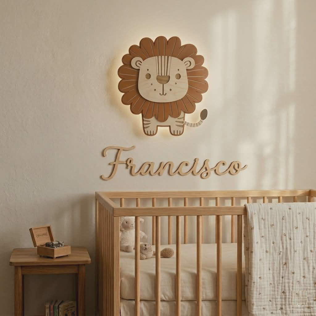 Conjunto Leão LED com juba personalizável + Nome