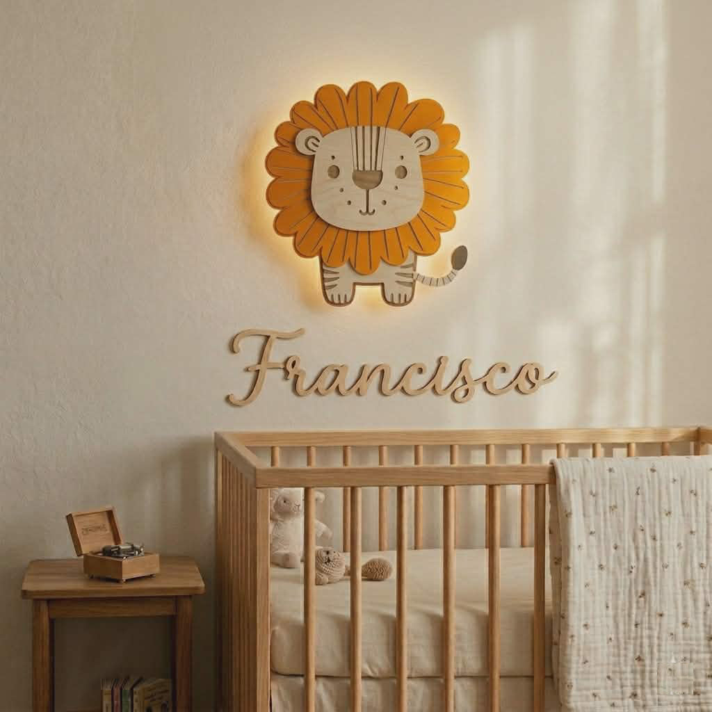 Conjunto Leão LED com juba personalizável + Nome