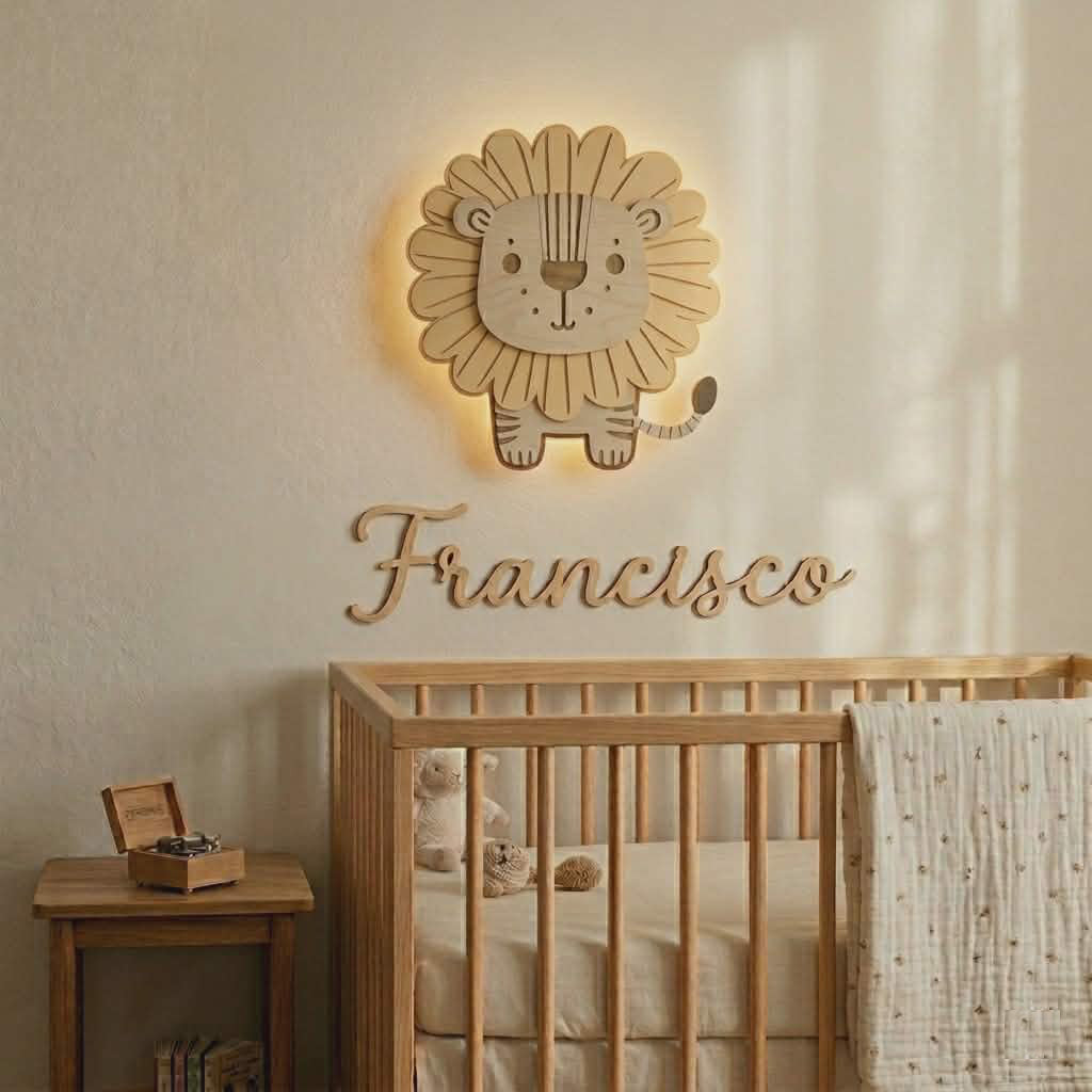 Conjunto Leão LED com juba personalizável + Nome