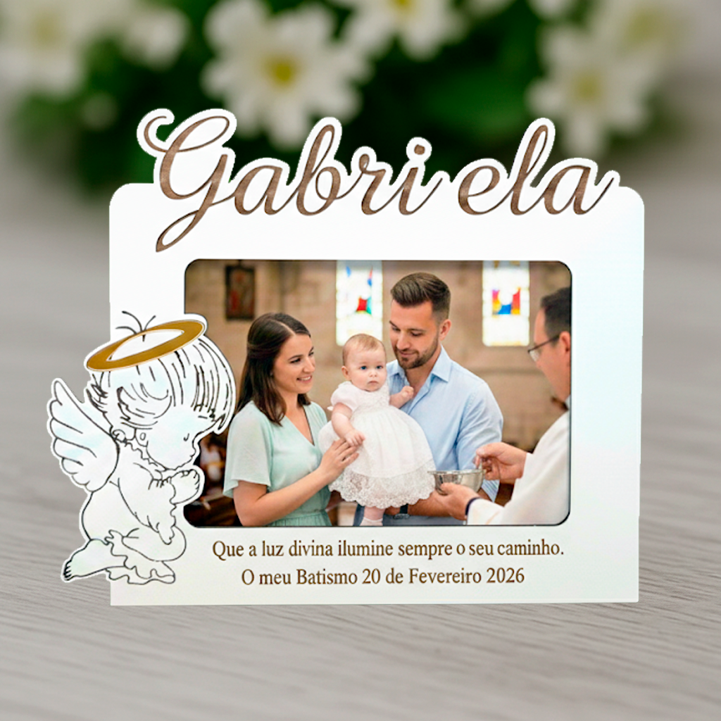 Molduras de Batismo / Primeira Comunhão / Profissão de Fé / Crisma - Moldura Anjo