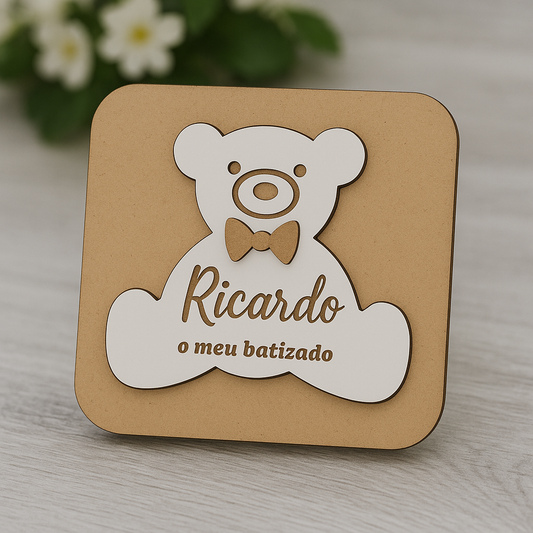 Convite de Batismo Urso modelo1