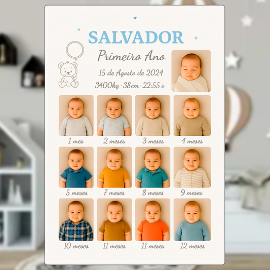Moldura progressiva (O meu primeiro ano) com dados de nascimento modelo2