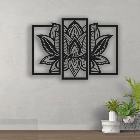 Painel tríptico Flor de Lótus