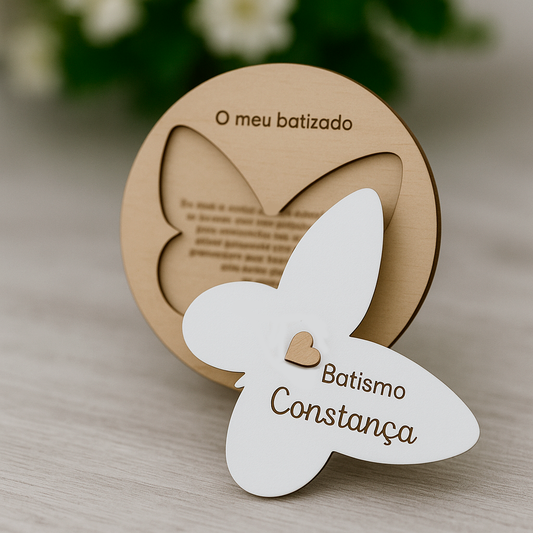 Convite de Batismo Borboleta modelo Circular
